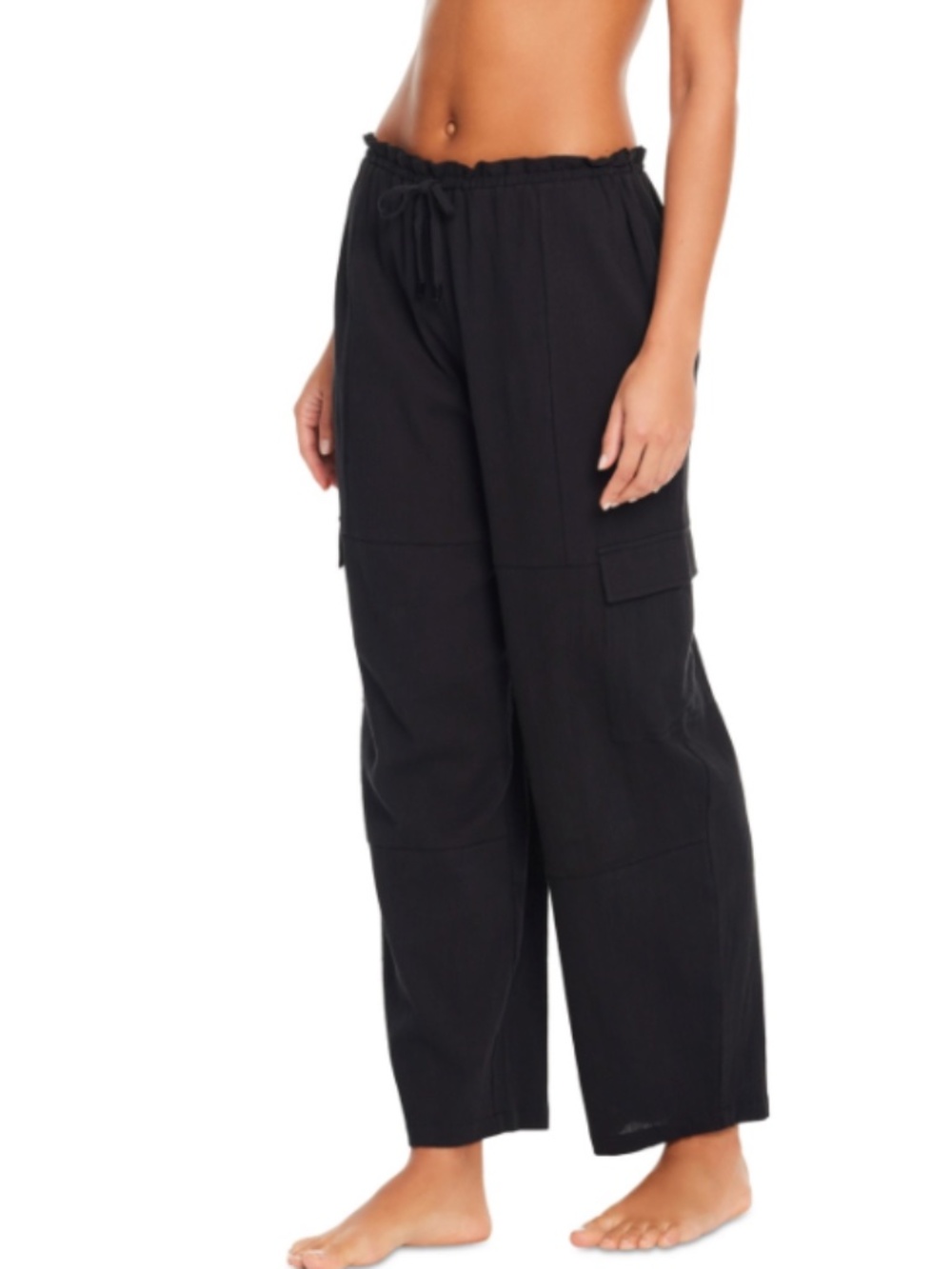 Sanctuary Women's Crinkle Cotton Baggy Barrel Cargo Cover Up Pants Size M 12747